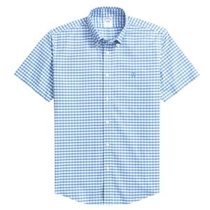 Brooks Brothers Gingham Oxford Cotton Short Sleeve Shirt